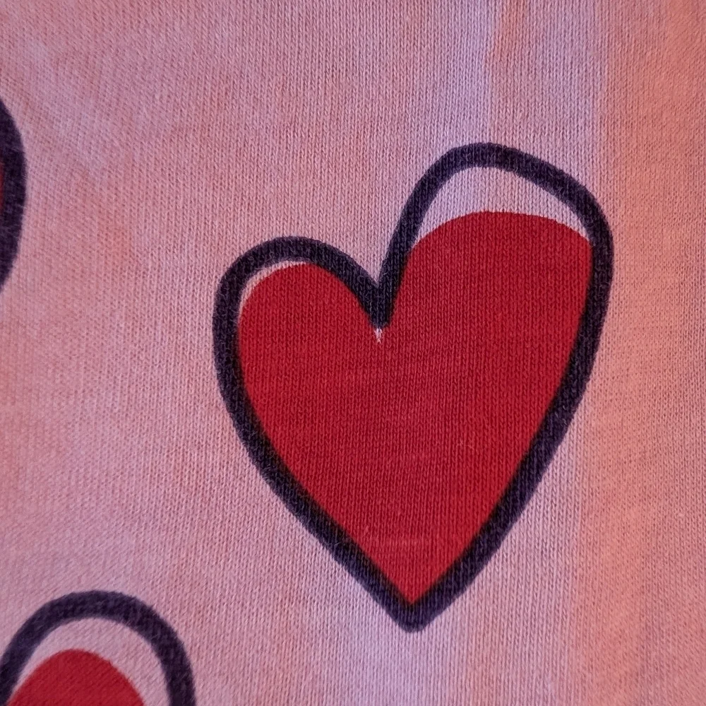 H&M Pink Girls Dress with Red Heart Pattern Casual Cotton Size 4-6